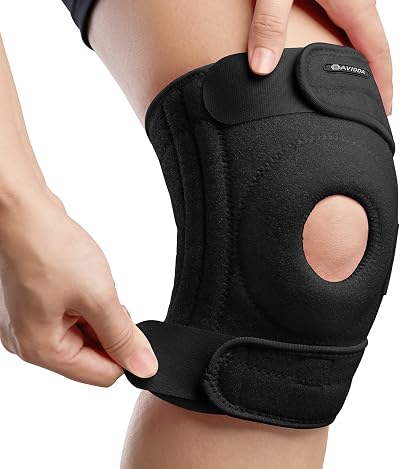 AVIDDA Knee Support Open Patella 3 Straps Running Arthritis Men Women Black