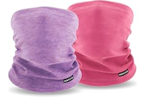 Havccdi Kids Winter Neck Warmer, 2pcs Fleece Neck Gaiter Ski Mask for Boys Girls Windproof Face Cover Scarf for Cold Weather