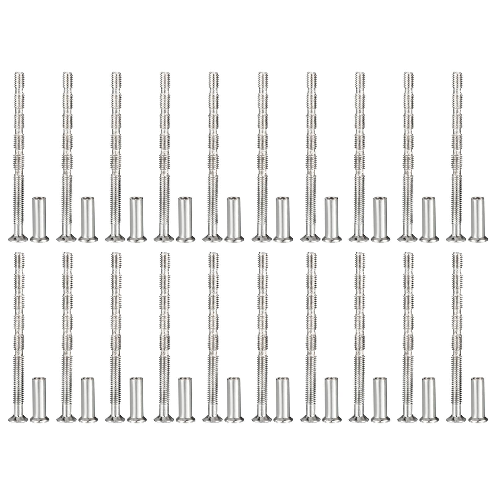 PATIKIL Cabinet Handle Screws M4x60, 20Pcs Break Away Screws Drawer Pull Screw Phillips Drive Flat Countersunk Head Bolts with Sleeve for Door Handle Lever — image 1
