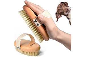 MLQGKUZ Professional Dog Brush Boar Bristle for Short-Haired Dogs - Reduces Shedding, Non-Slip Grip, Gentle Grooming