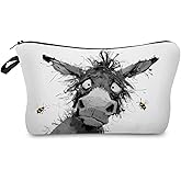 Livel lhood Funny Donkey Makeup Bag Cute Small Organizer Zipper Pouch Funny Donkey Bee Cosmetic Bag Birthday Present for Women
