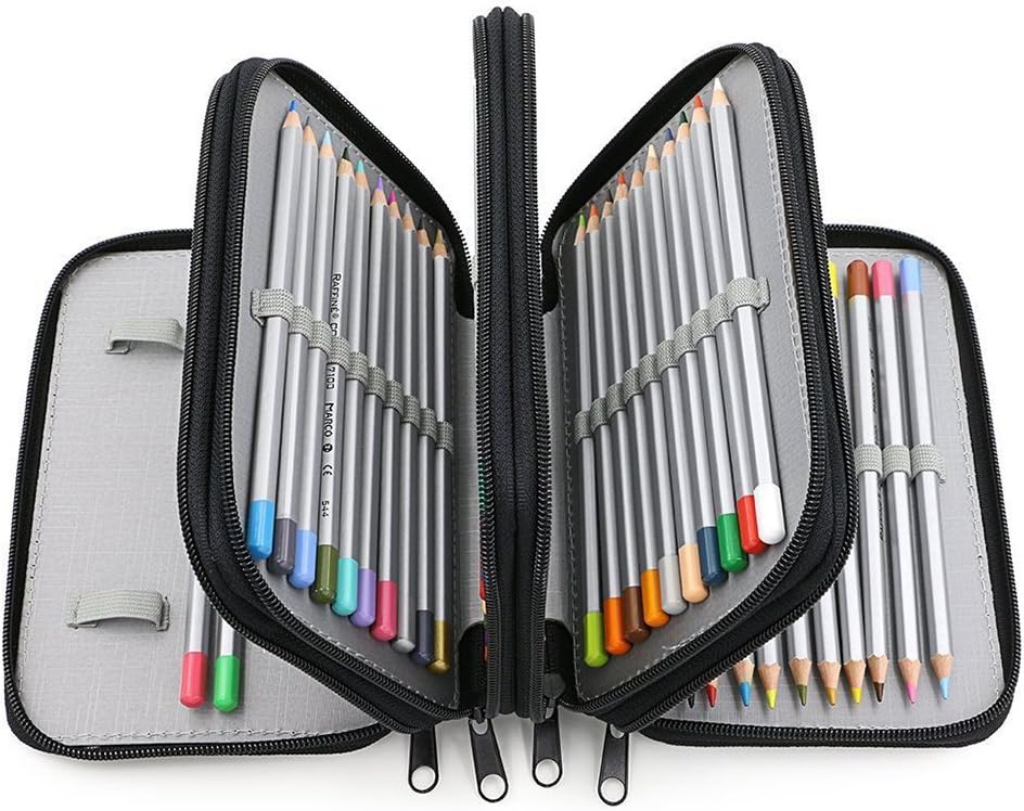 Pencil Holder Organizer Pencil Case Students Pen Pouch Bag Stationary Box for Art School Office Travel 72 Slots 4-Layer(Black) - Image 3
