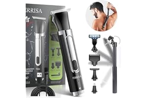 FERRISA Back Shaver for Men, Electric Shavers for Men with Detachable and Extendable Long Handle, 5-in-1 Mens Back Shaver with Travel Lock, Self-Service Body Hair Trimmer for Wet or Dry Shaving Black