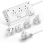 TREVOLTY 2000W Voltage Converter US to Europe for Hair Dryer, 220V to 110V Converter for European Travel with 3 AC 2 USBC 2 USBA Ports, European Travel Plug Adapter with Type C/G/I/L Plug (White)