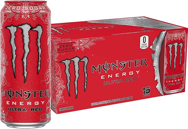 MONSTER ENERGY ULTRA RED, SUGAR FREE ENERGY DRINK, 16 OUNCE (PACK OF 15)