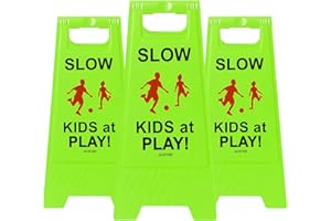 Juztec Slow Children Playing Sign For Street, Caution Kids At Play Safety Sign, Down crossing traffic signs outdoor (3 Pack)