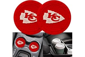 JINGYIKY 2Pcs Car Cup of Team Coasters,2.75 inches Interior Accessories Silicone Anti Slip Mat Drink Coaster for Car Truck SUV. (KC)