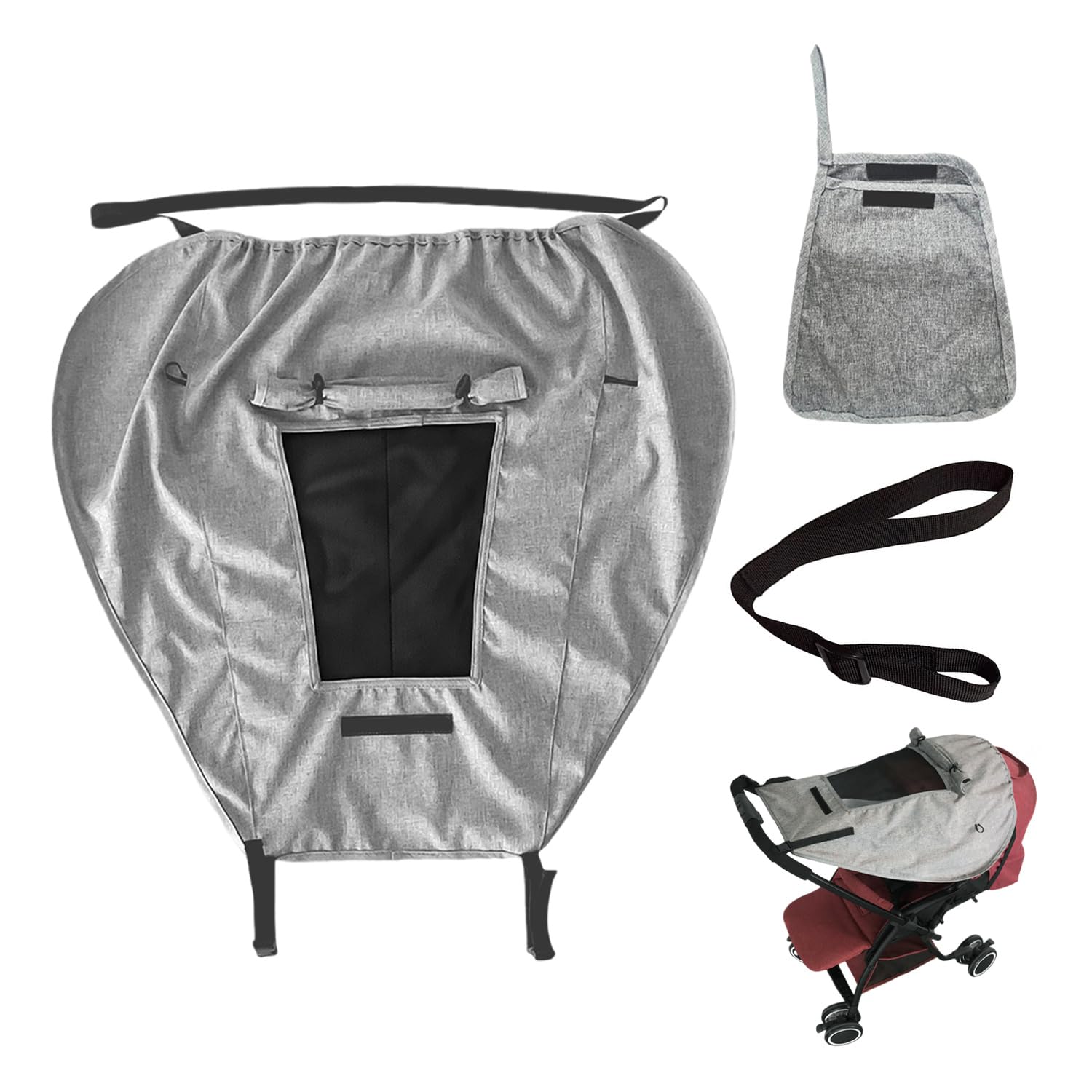 1 Stroller Sunshade, 1 Wrist Strap, Sunshade UV Protection, Rain Cover, Sunshade with Viewing Window, Stroller Accessories