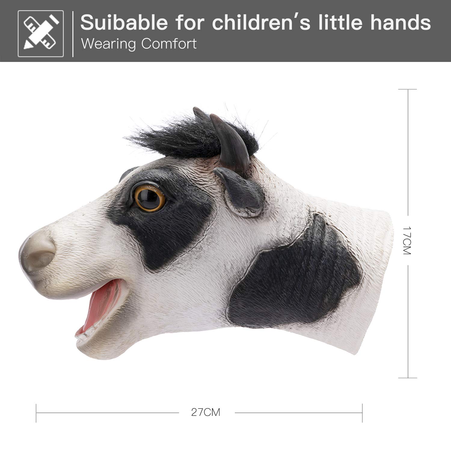 Cow Hand Puppet Realistic Latex Soft Animal Toy Storytelling Role Play Party Supplies for Kids