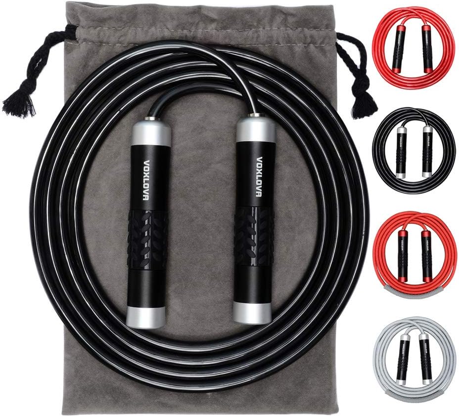 Weighted Jump Rope - Premium Heavy Jump Ropes with Adjustable Extra Thick Cable, Aluminum Silicone Grips Handles, High-Speed Ball Bearings Professional Skipping Rope for Crossfit MMA Cardio & Workouts