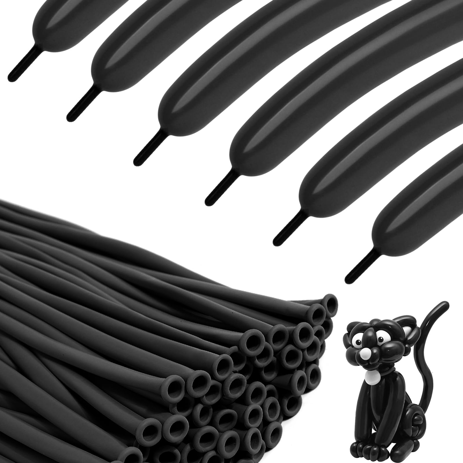 View 1 of 260 Balloons - Black Long Balloons for Tying Balloon Arch, 100Pcs Twisting Balloon for Animal Modeling & Birthday Party Decorations