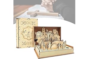 FMNGOP Family Easter Holy Week Gift,Handmade Wooden Easter Resurrection Scene Decor,Family Holy Week Gift,Vintage Religious Educational Book Playset,Easter Decorations for Home (1PCS)