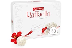 Raffaello Coconut Almond Pralines in Metal Tin Box 30 Individually Wrapped Treats, 10.6 oz