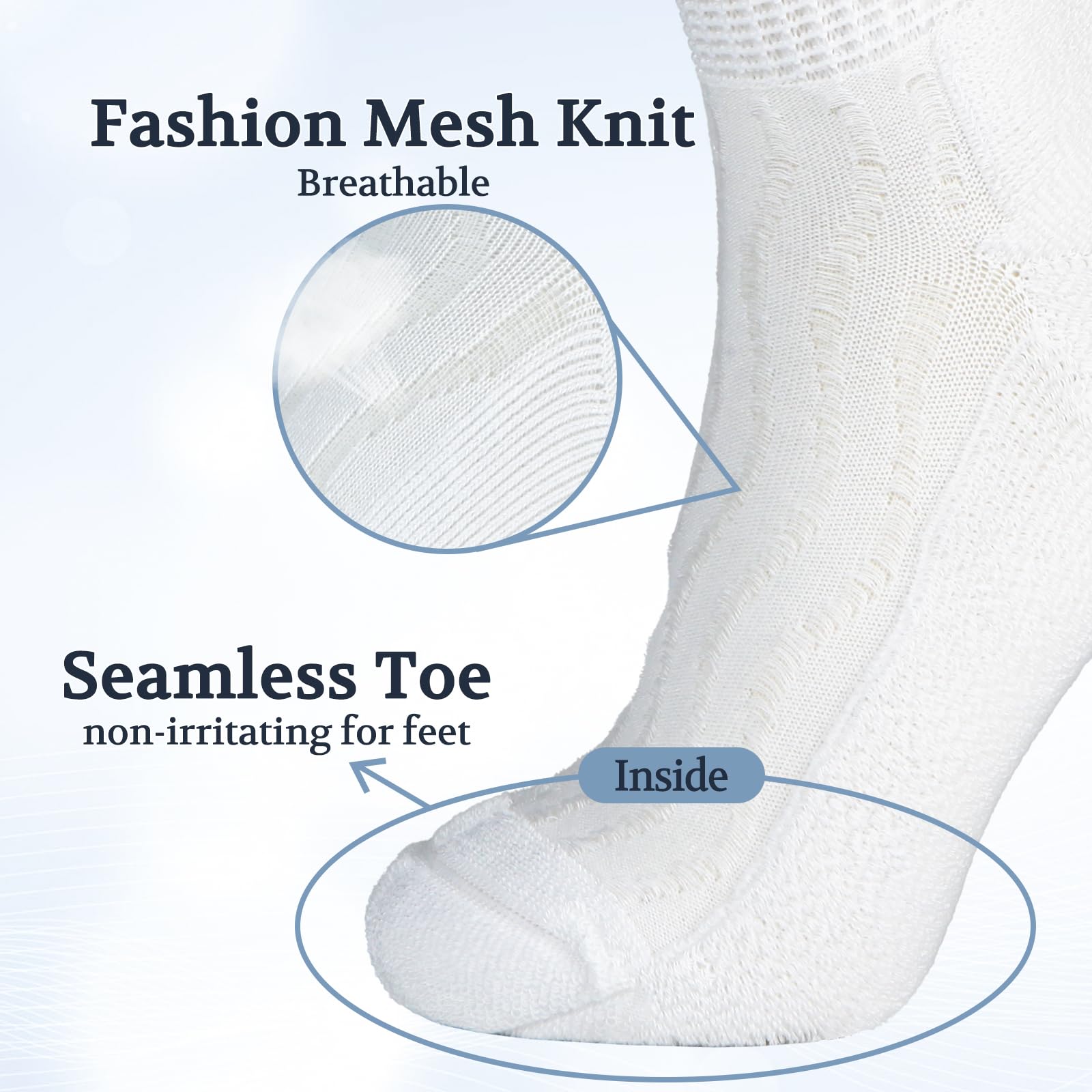 +MD Diabetic Socks for Men Women 6 Pairs,Non-Binding Top Extra Wide Ankle/Crew Socks, for Edema Circulator 9-11 10-13 13-15