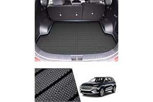 SUNSDREW Cargo Liner for Hyundai Santa Fe 2021 2022 2023 Santa Fe Hybrid/Santa Fe Plug-in Hybrid 2022 2023 Accessories All Weather Cargo Mat Waterproof Trunk Car Mat Heavy Duty Black