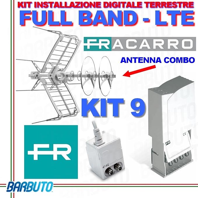 KIT 9 ANTENNA MARCA FRACARRO PER INSTALLAZIONE DIGITALE TERRESTRE FULL