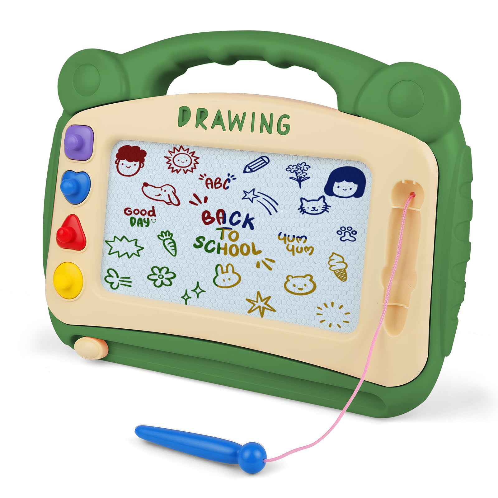 OFFCUP Magnetic Drawing Board, Toddler Boy Girl Toys for 1-5 Year Old, Portable Doodle Pad with Pen, Learning Educational Toys for 1 2 3 Baby Kids Birthday Gift (Large- Green)