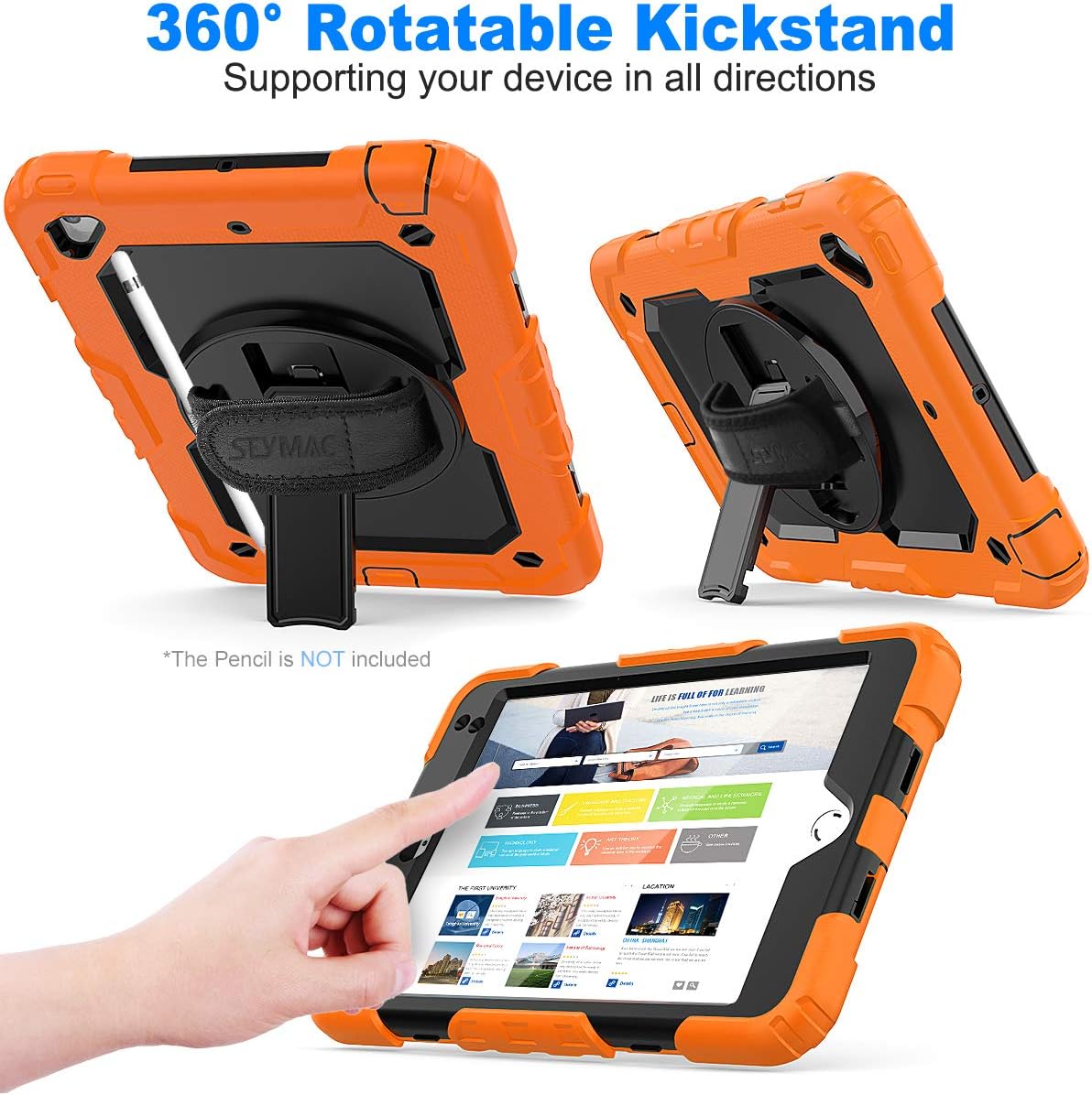 SEYMAC stock Case for iPad Mini 5th/4th Generation 7.9'', Full-body Protective Case with Screen Protector, Pencil Holder - Image 4