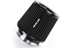 TIEVISHO 4 Inches Cold Air Intake Filter 3" or 3.5" or 4" High Performance Washable Clamp-On Replacement Cone Air Filter 3 in 1 Size Black
