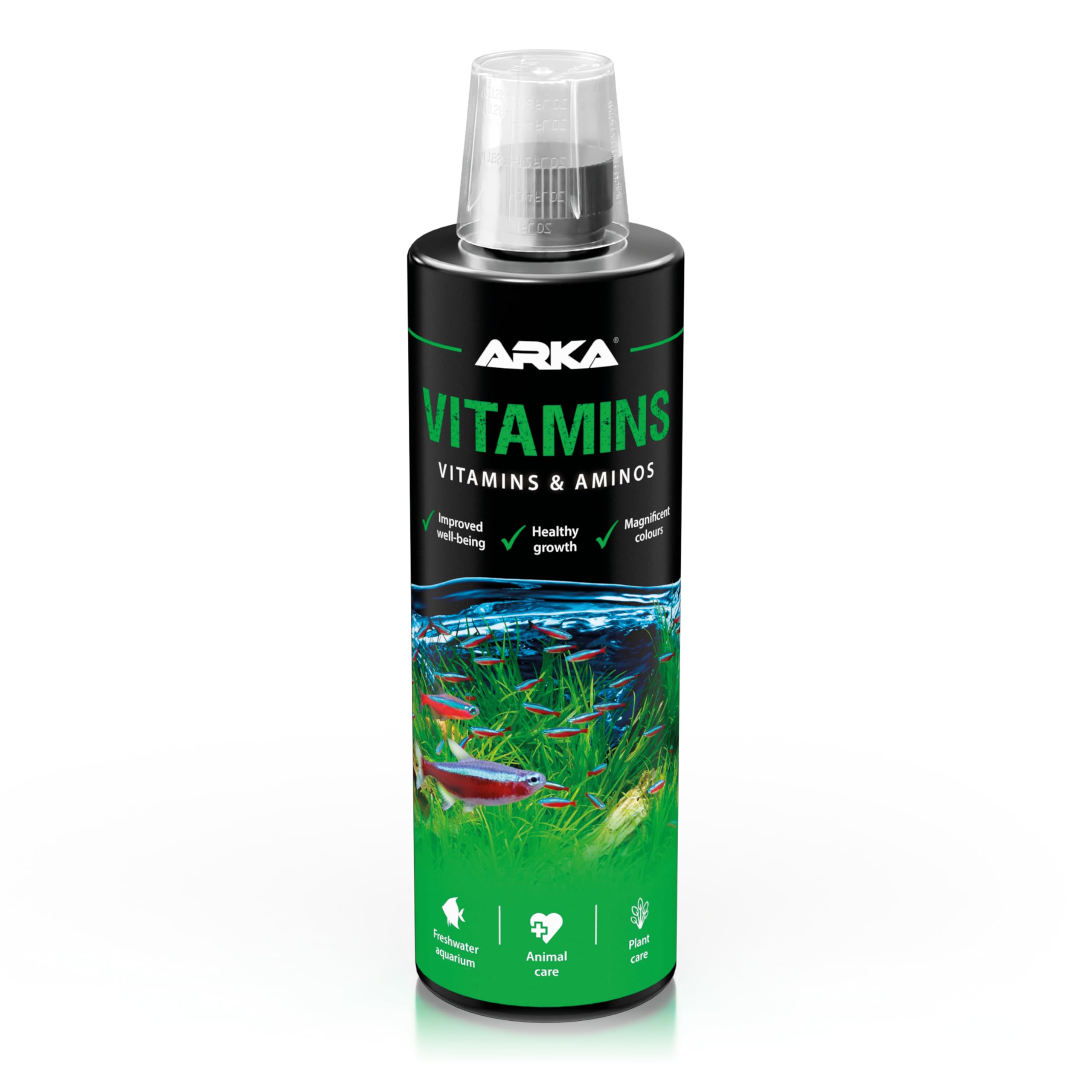 Multivitamin Booster for Aquarium Fish – ARKA Vitamins 473 ml – supports immune system, colour & vitality – with amino acids – for freshwater aquariums – bioavailable & nitrate-free – stress relief