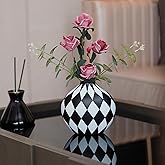 Modern Simple Black and White Checkered Flower Arrangement Vase | Living Room Home Decorn Decoration Table Kitchen Desktop Minimalist Decor