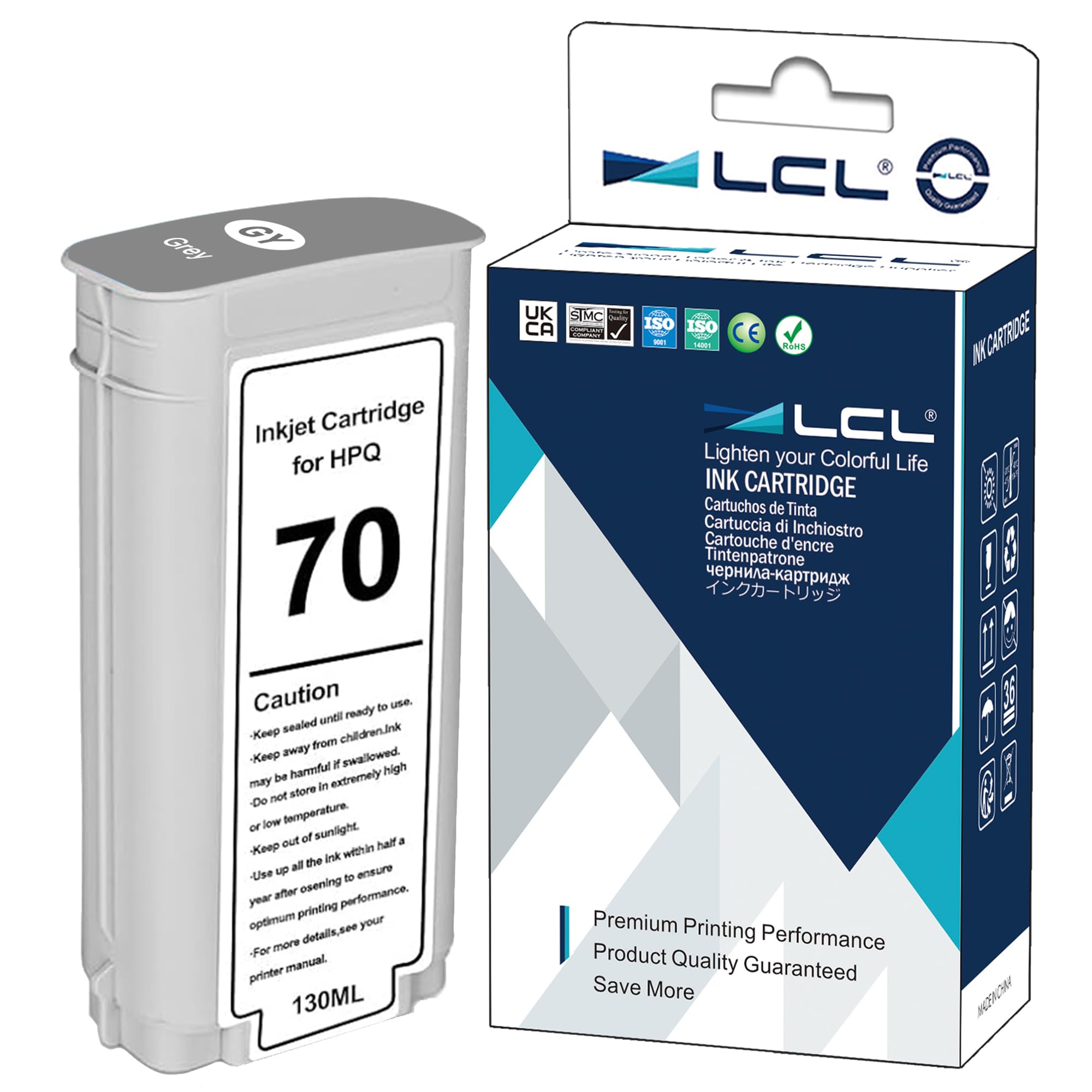 LCL Compatible Ink Cartridge 70 C9450A 135ML High Yield (1Pack Grey) Replacement for HP Designjet Z2100 Z3100 Z3100PS Z3200 Z3200PS Z5200 Z5400