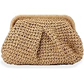 Emprier Straw Clutch Purses for Women Cloud Dumpling Pouch Straw Crossbody Shoulder Handbag Summer Beach Woven Bag