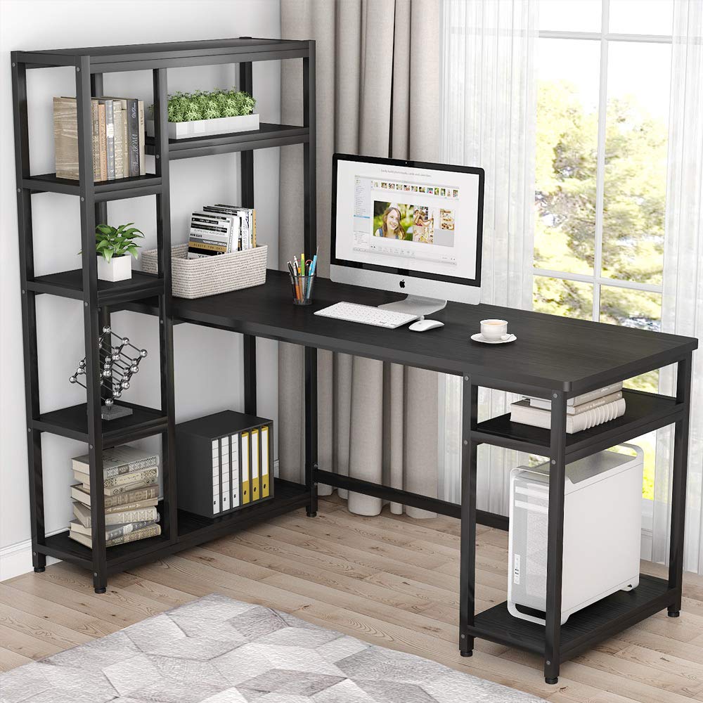 Buy Tribesigns 67" Reversible Large Computer Desk with 9 Storage
