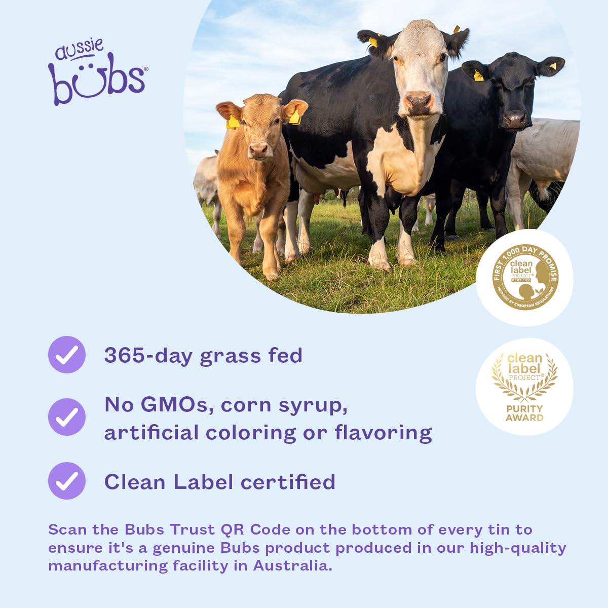 Aussie Bubs Grass Fed Nutritional Milk-Based Toddler Formula, For Kids 12-36 months, Made with Non-GMO Organic Milk, 28.2 oz