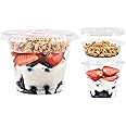 9 oz Clear Plastic Parfait Cups with Insert 3.25oz & Flat Lids No Hole - (50 Sets) Yogurt Fruit Parfait Cups for Kids, for Dips and Veggies, Take Away Breakfast and Snacks. No Leaking