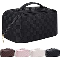 Ineowelly Makeup Bag Large Capacity Travel Cosmetic Bag for Women with Portable Handle, Multifunctional Makeup Organizer PU L