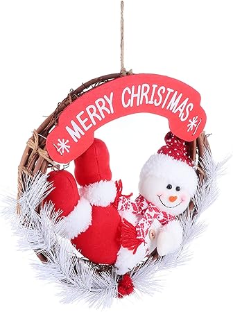 Amazon Bestoyard クリスマスリース クリスマス飾り オーナメント 玄関リース ドア 窓 壁飾り 籐 フェルト クリスマス花輪 デコレーション 雪だるま リース おもちゃ