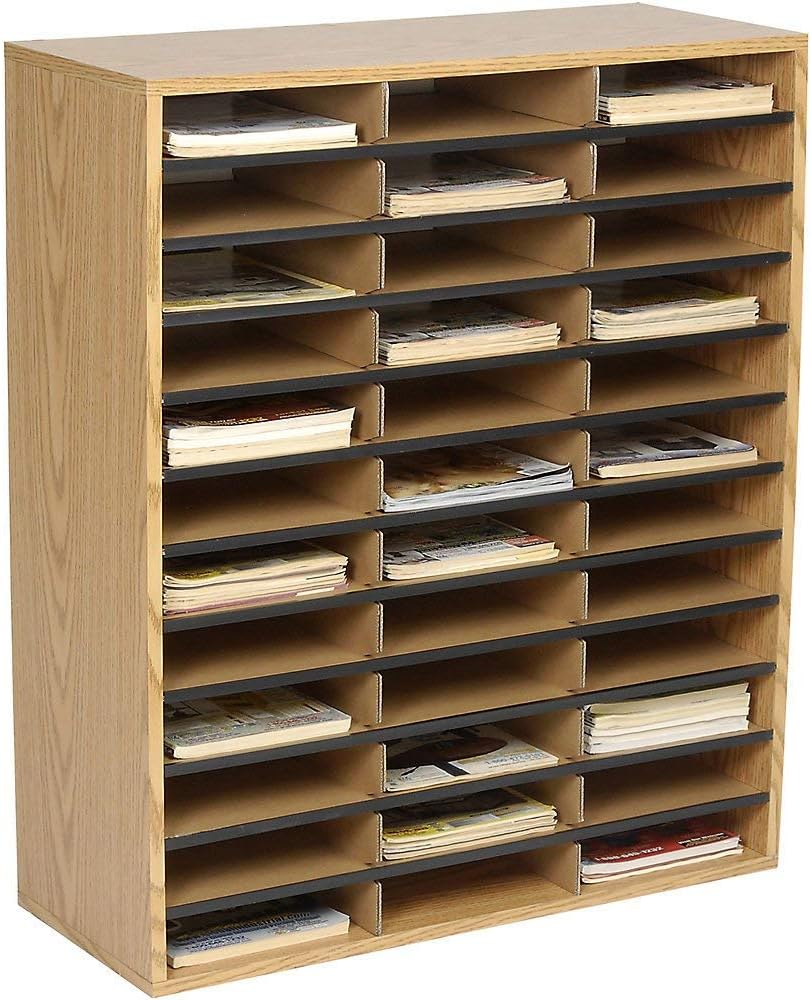 Safco Products Wood/Corrugated Literature Organizer, 36 Compartment 9403, Economical Organization, Letter-Size Compartments : Mail Box Shelves : Office Products