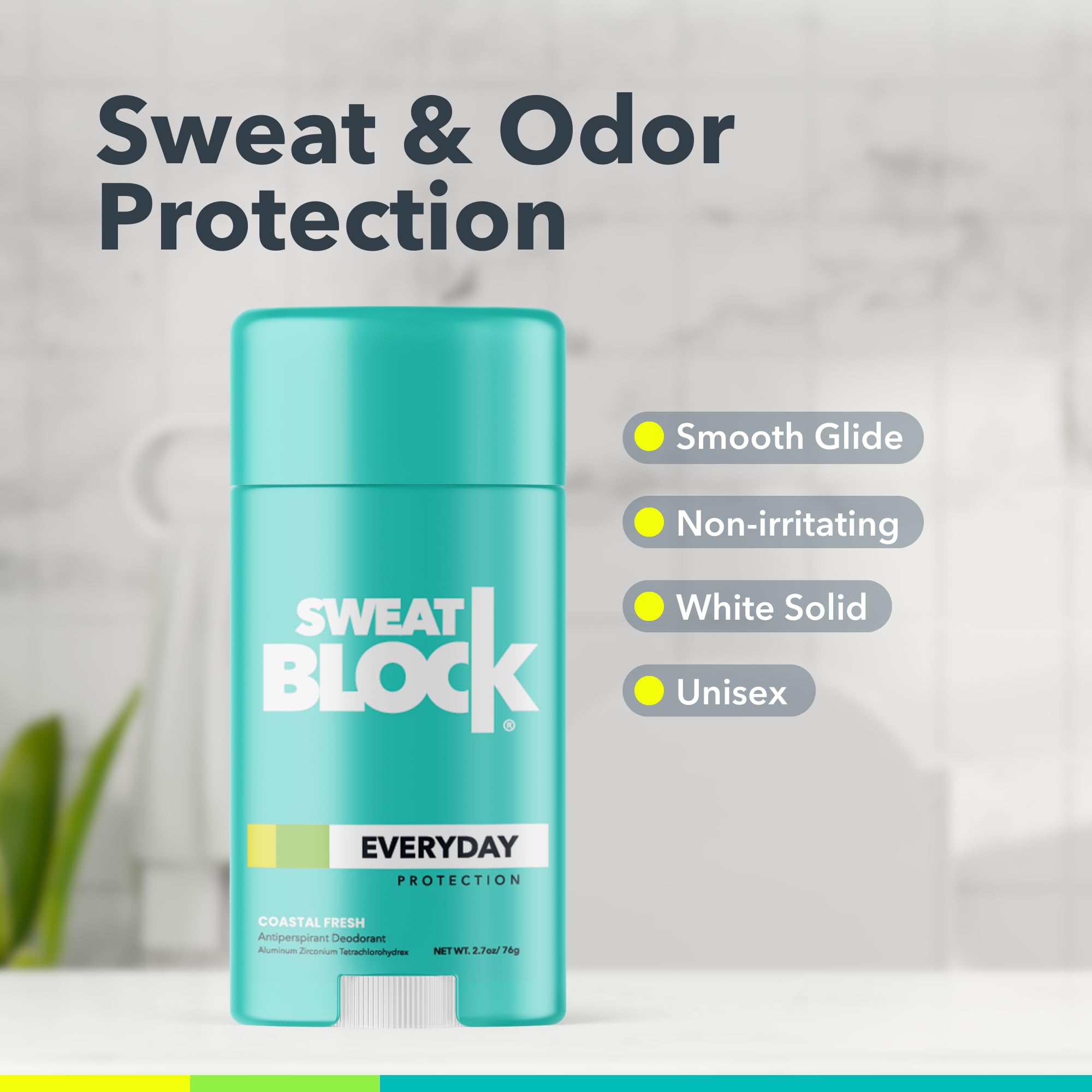SweatBlock Deodorant Antiperspirant Stick for Men & Women 24Hour