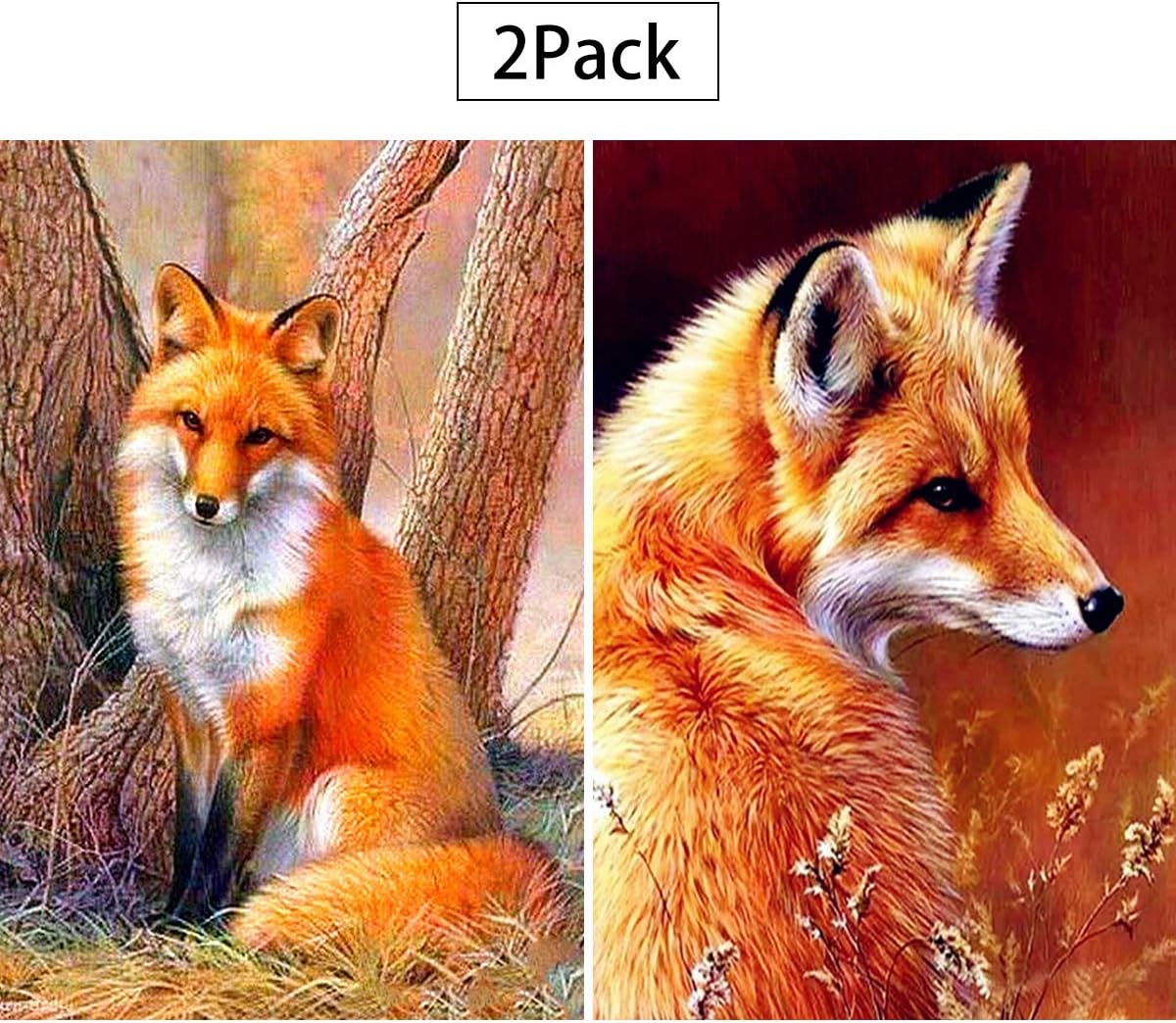 2 Pack 5D Full Drill Fox Diamond Painting Kit, UNIME DIY