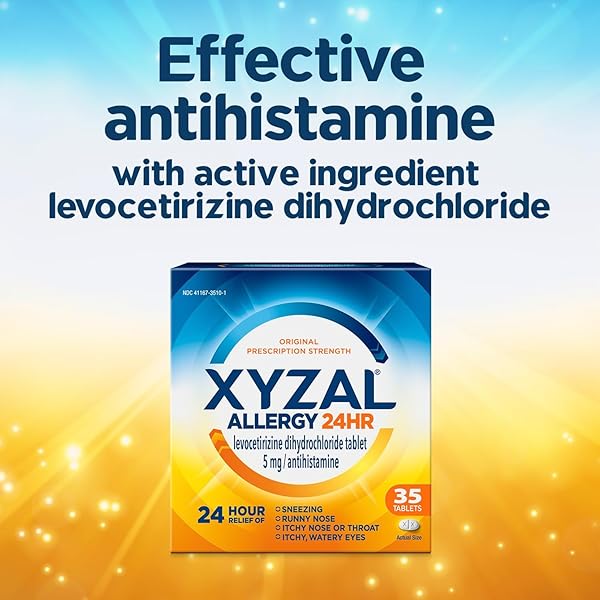 XYZAL 24 HOUR ALLERGY RELIEF MEDICINE, ORIGINAL PRESCRIPTION STRENGTH ANTIHISTAMINE, LEVOCETIRIZINE DIHYDROCHLORIDE TABLETS, 5 MG, 35 COUNT