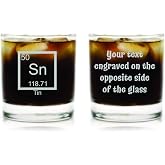 Double Sided Custom Engraved Tin 10th Anniversary Periodic Table of Element Rocks Glass