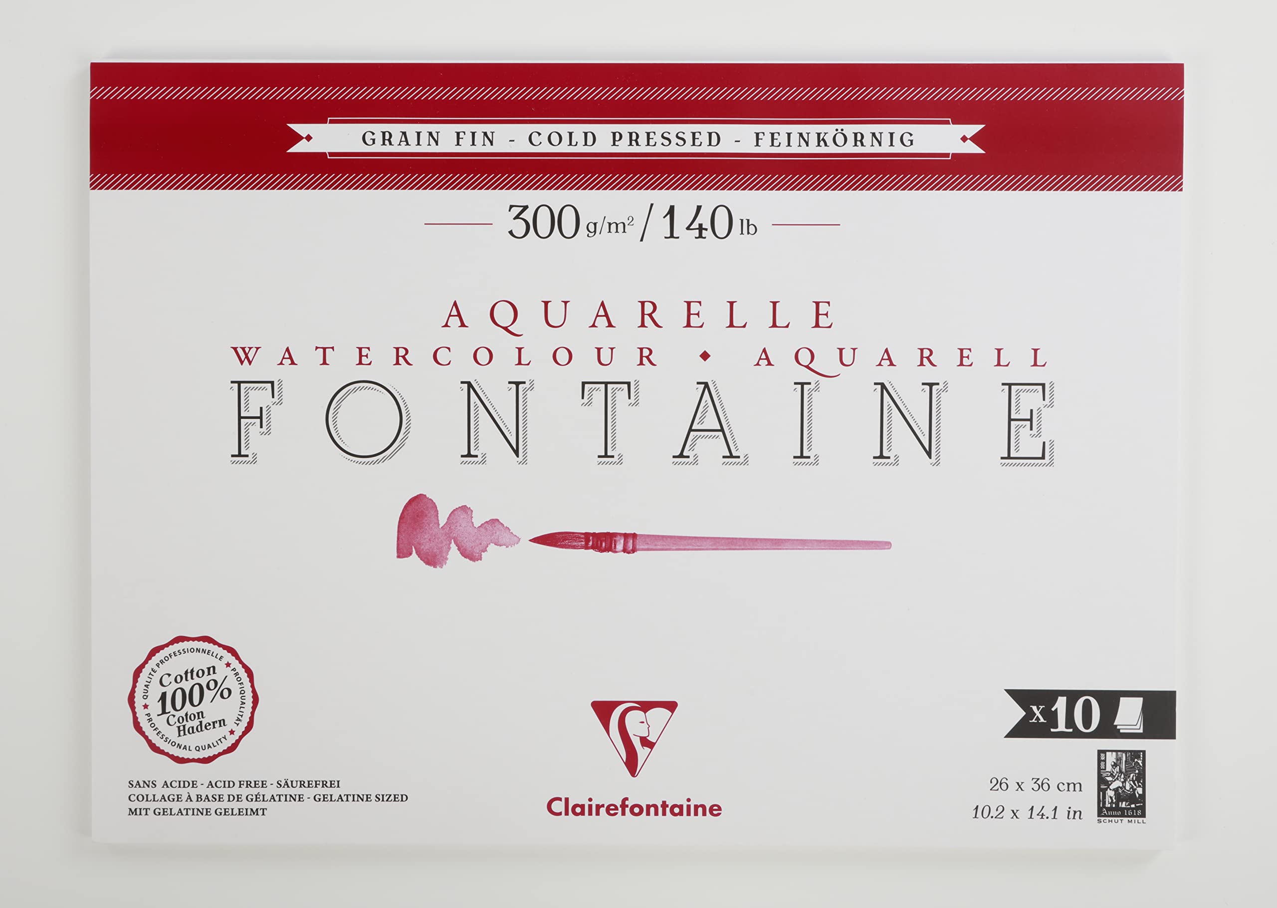 Bloc Fontaine Grain Fin 26x36cm 10 feuilles Collé 1 côté 300g