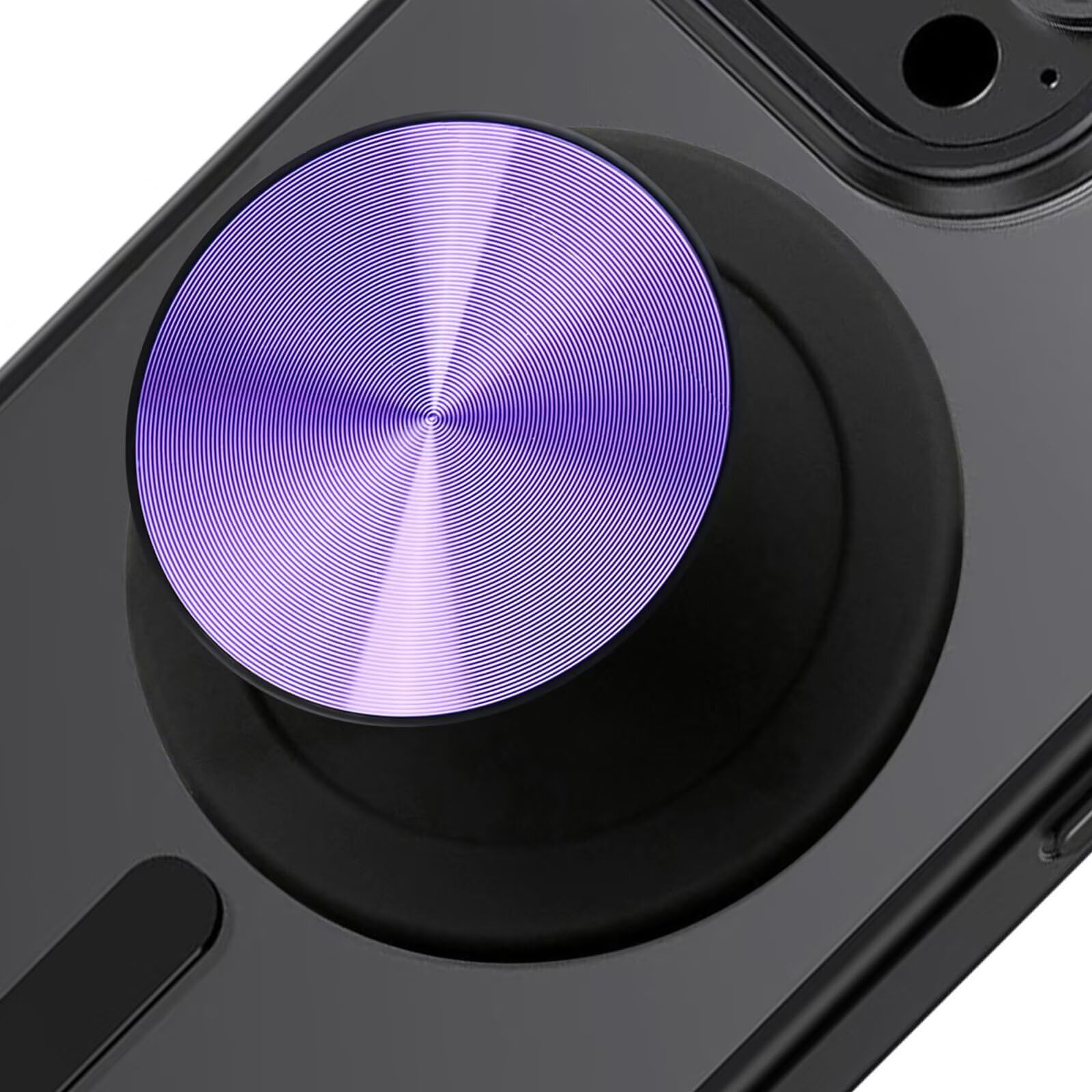 Aluminum Alloy CD Pattern Magnetic Phone Grip Holder, Compatible for Magsafe Phone Grip, Collapsible Expandible Mobile Phone Grips Stand Holder for iPhone 17 16 15 14 13 12 Series - Purple