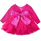 Cilucu Baby Girls Dress Toddler Kids Party Dress Tutu Pageant Lace Dresses Gown for Flower Girl Baby Birthday Pink Peach