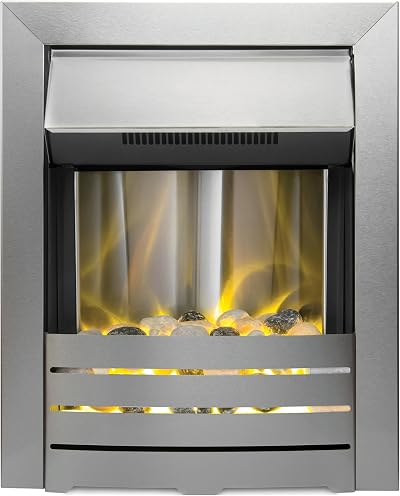 Adam Helios Brushed Steel Electric Fire with Pebble Bed Glow Effect