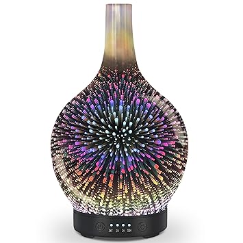 Amazon Com Aromatherapy Essential Oil Diffuser Ultrasonic Cool Mist Aroma Diffuser Whisper Quiet Humidifier With Time Setting 7 Colors Led Lights Changing For Home Office 1 Ml 3d Firework Beauty