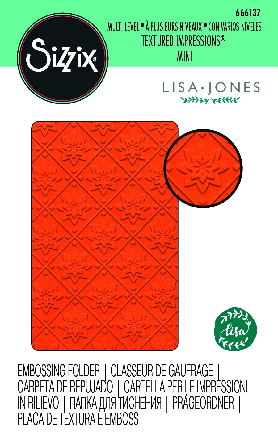 Sizzix Multi-Level Mini Embossing Folder Mini Mosaic by Lisa Jones | 666137 | Dimensional Embossing for Cardmaking, Home Décor, Journaling, Scrapbooking & More