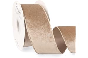 Ribbli Camel Velvet Wired Ribbon 2.5 Inch Velvet with Satin Christmas Ribbon for Gift Wrapping Christmas Tree Decoration Crafts Wreaths Supplies-Continuous 10 Yards