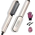 TYMO Hair Straightener Brush, Flat Iron & Comb 2 in 1 for Straightening, Anti-Scald Hot Comb, 5 Temp for All Hair Types, Stra