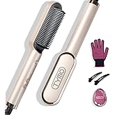TYMO Hair Straightener Brush, Flat Iron & Comb 2 in 1 for Straightening, Anti-Scald Hot Comb, 5 Temp for All Hair Types, Stra