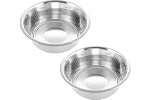 HELL BLUES Pet Feeder Stainless Steel Dog Bowls Replacement 2-Pack Food Bowl, 7.5" Wide, 2.7" Height Water Metal Bowls for Raised Feeder with Opening 7"-7.4"