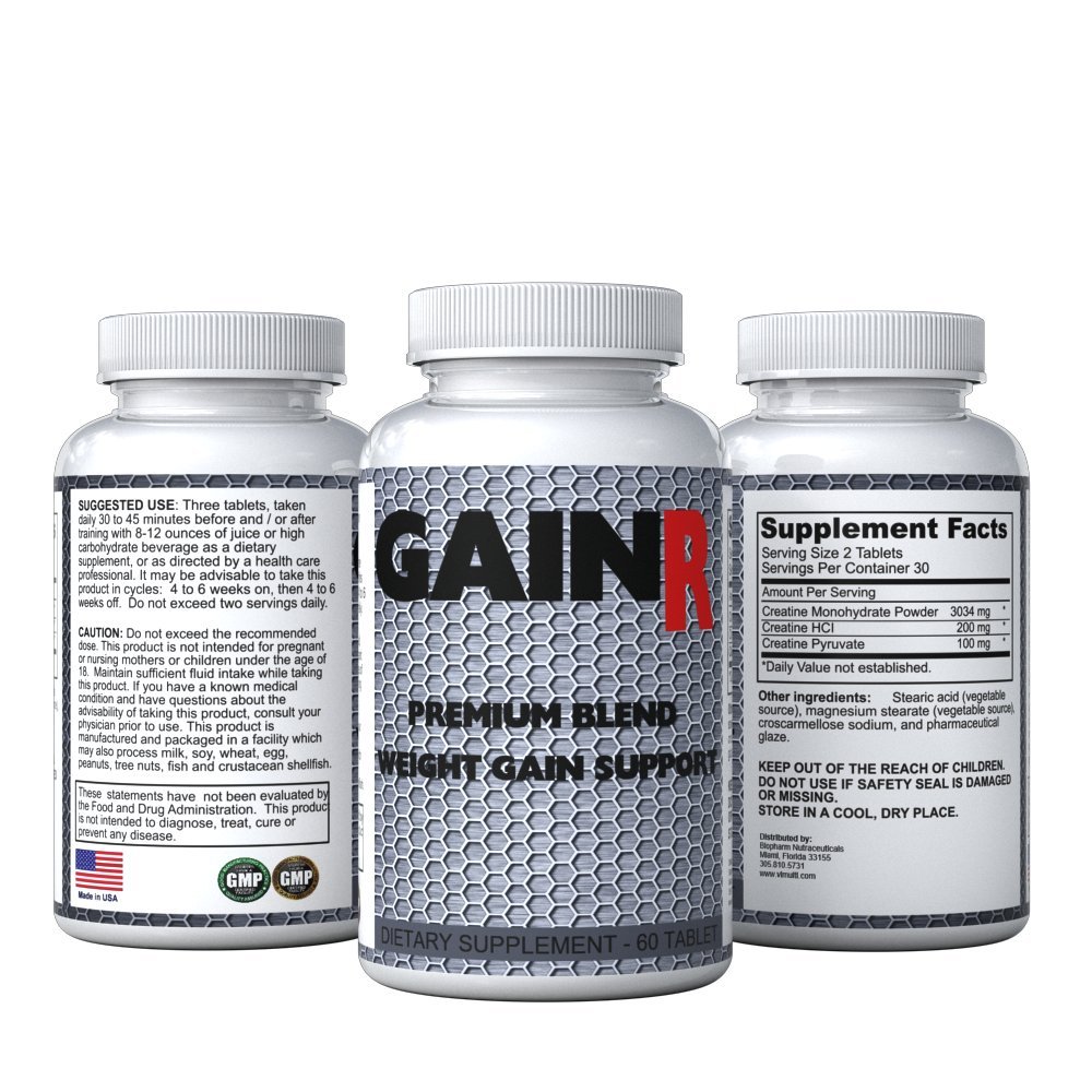 GAINR Advanced Creatine HCL Muscle Weight Gain Pills for Women and Men