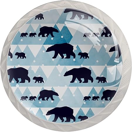 Pomo decorativo Iceberg de oso polar 4 piezas blanco manija de gabinete