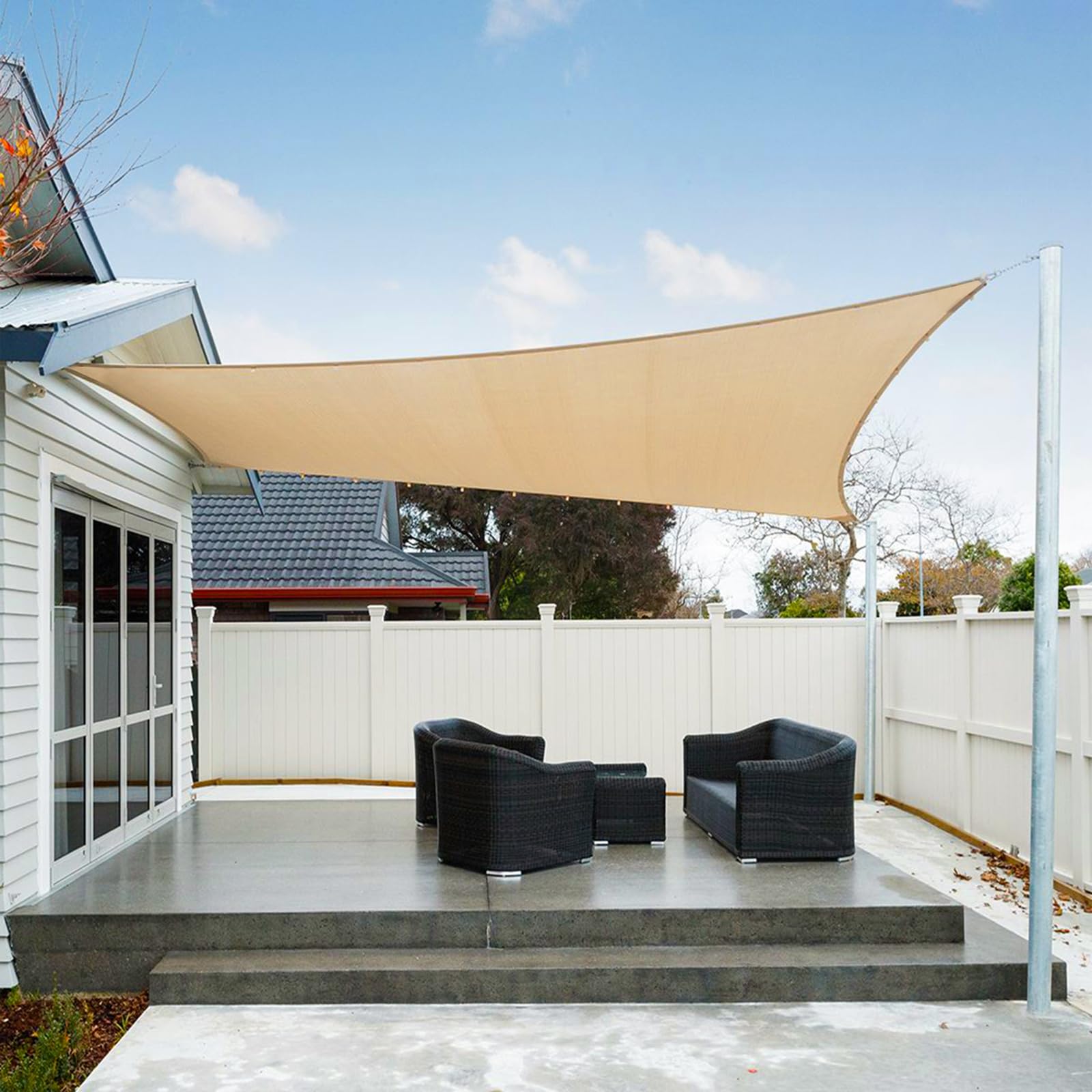 AXT SHADE Sun Shade Sail Waterproof 2x2m Square UV Block Canopy Awning for Patio Outdoor Garden Backyard -Sand